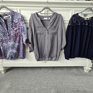 Polka Dot Gray Blouse